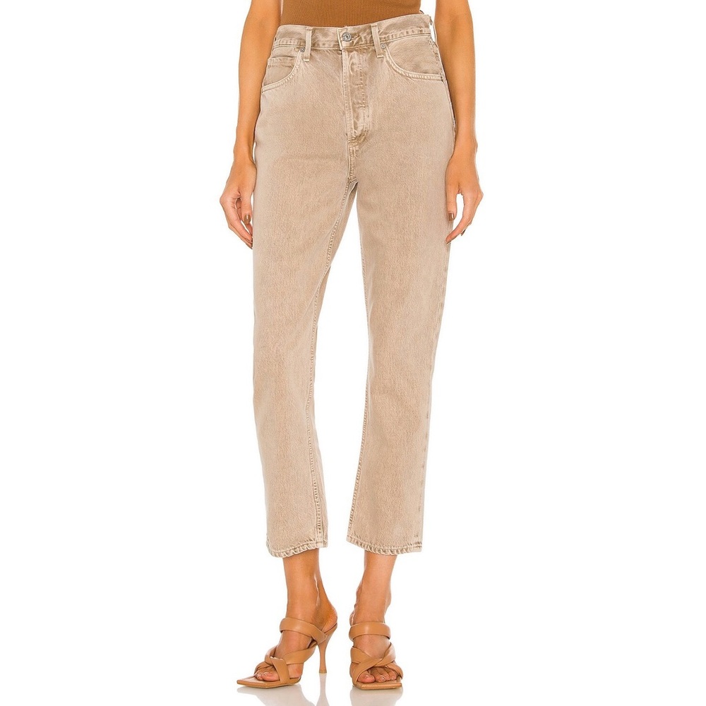 Citizens of Humanity Jolene High Rise Vintage Straight Leg Jeans Buff Tan Beige